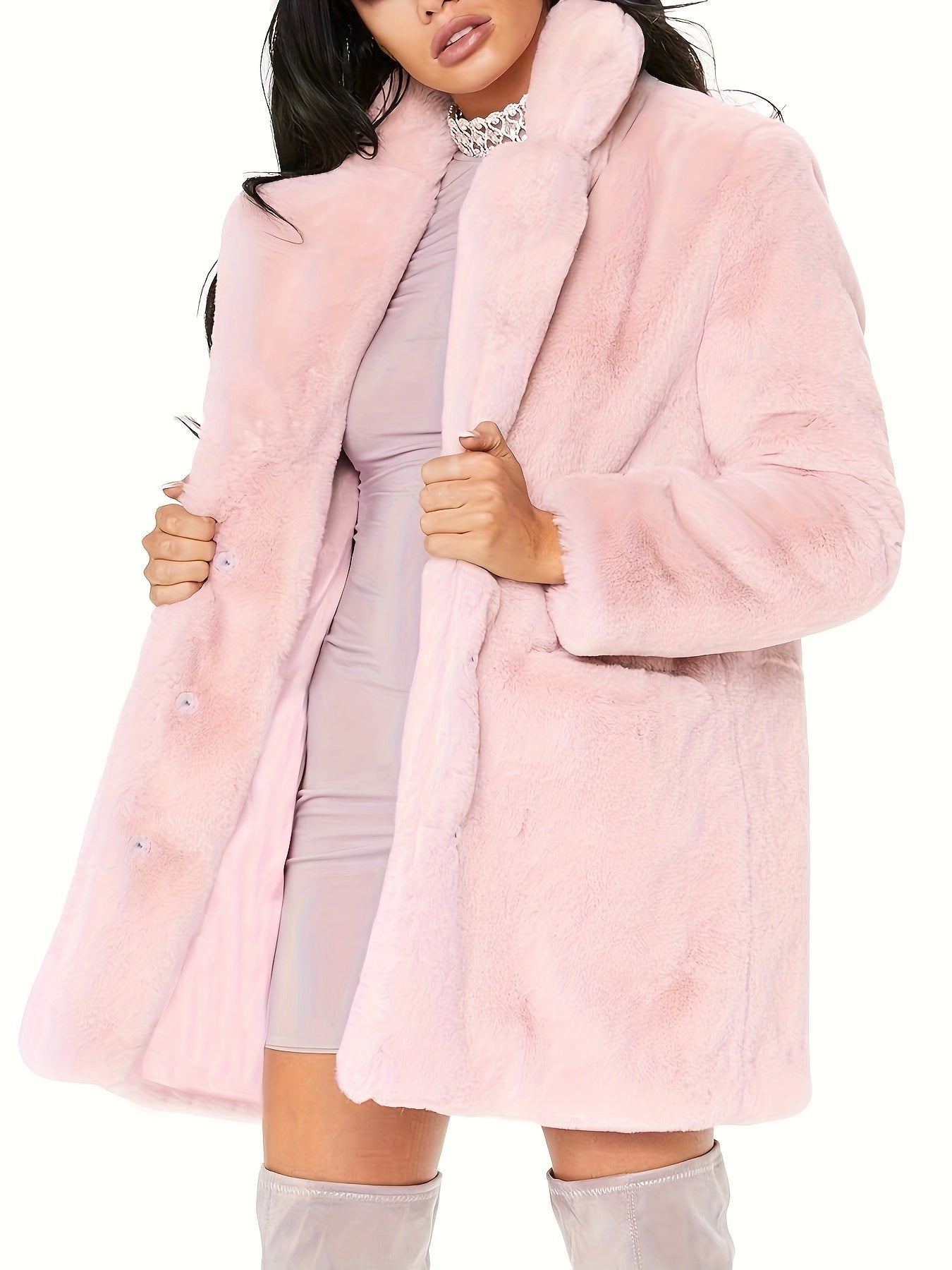 Winter Warm Plush Loose Coat, Casual Long Sleeve Fashion Teddy Outerwear, Women's Clothing