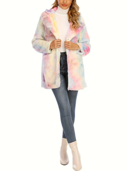 Winter Warm Plush Loose Coat, Casual Long Sleeve Fashion Teddy Outerwear, Women's Clothing