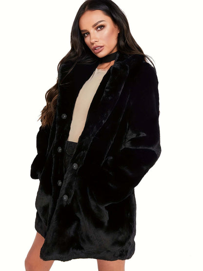 Winter Warm Plush Loose Coat, Casual Long Sleeve Fashion Teddy Outerwear, Women's Clothing